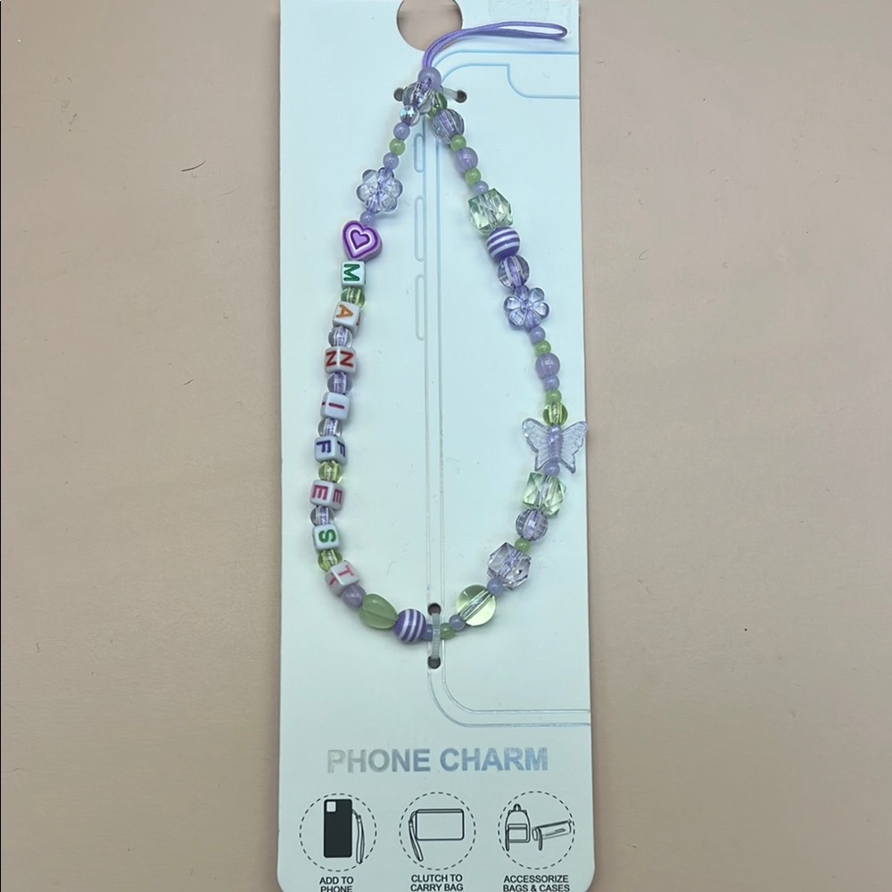 Colorful Beaded Phone Charm